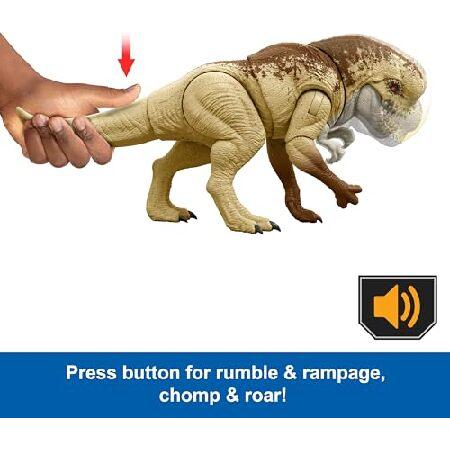 Mattel Jurassic World Rebirth Distortus Rex Rumble N Rampage Dinosaur Action Figure 22 Inch with 2 Attack Actions， Content-Accurate， Digital Play_3