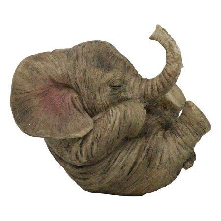 Ebros Gift Safari Savanna Baby Calf Elephant Cradling On Its Back Figurine 4.5\" Long Elephant Feng Shui Vastu Symbol of Luck and Fortune"_1