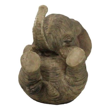 Ebros Gift Safari Savanna Baby Calf Elephant Cradling On Its Back Figurine 4.5\" Long Elephant Feng Shui Vastu Symbol of Luck and Fortune"_2