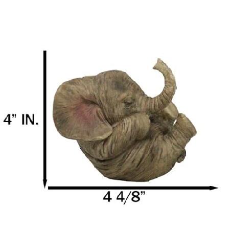 Ebros Gift Safari Savanna Baby Calf Elephant Cradling On Its Back Figurine 4.5\" Long Elephant Feng Shui Vastu Symbol of Luck and Fortune"_5