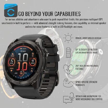 Garmin Fenix 8 AMOLED Sapphire 47mm GPS Smartwatch (Black and Pebble Gray) Bundle with Waterproof Hard Case and Charger Stand (3 Items)の画像