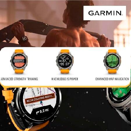 Garmin Fenix 8 Sapphire 47mm GPS Smartwatch (Spark Orange and Graphite) Bundle with Waterproof Hard Case and Portable Charger Stand (3 Items)_2