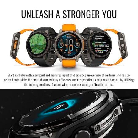 Garmin Fenix 8 Sapphire 47mm GPS Smartwatch (Spark Orange and Graphite) Bundle with Waterproof Hard Case and Portable Charger Stand (3 Items)_3