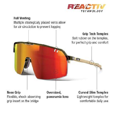 Julbo Intensity Performance Sunglasses for Men ＆ Women for Biking， Running， Hiking - 100% UV Protection， Ergonomic Fit， Lightweight， Army Frame -Tan