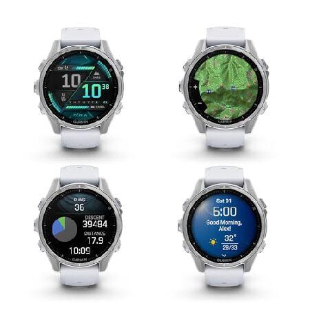 Garmin Fenix 8 43MM AMOLED Premium Multisport GPS Smartwatch Silver with Whitestone Silicone Band, Built-in LED Flashlight, Fitness ＆ Health Smart Waの画像
