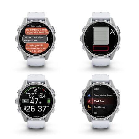 Garmin Fenix 8 43MM AMOLED Premium Multisport GPS Smartwatch Silver with Whitestone Silicone Band, Built-in LED Flashlight, Fitness ＆ Health Smart Waの画像