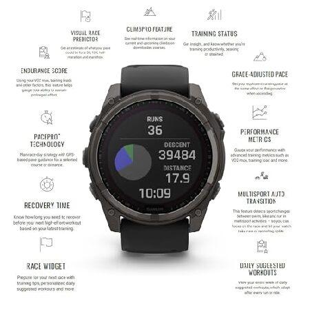 Garmin Fenix 8 43MM AMOLED Premium Multisport GPS Smartwatch Silver with Whitestone Silicone Band, Built-in LED Flashlight, Fitness ＆ Health Smart Waの画像