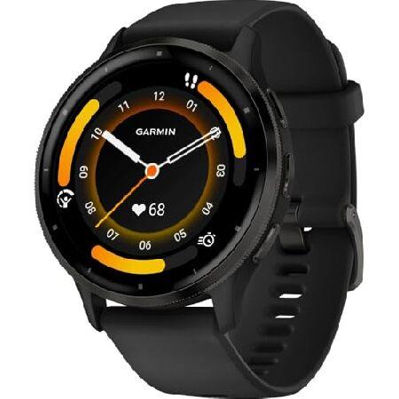 Garmin 010-02784-01 Venu 3 Health and Fitness GPS Smartwatch Steel Bezel with Black Case 45mm Bundle with Deco Essentials Charging Dock, Silicone Dustの画像