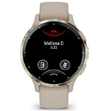 Garmin 010-02785-02 Venu 3S Health Fitness GPS Smartwatch Gold Steel Bezel with French Gray Case 41mm Bundle with Deco Essentials Charging Dock, Dustの画像