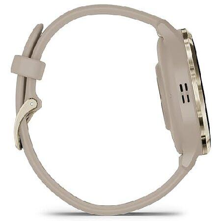Garmin 010-02785-02 Venu 3S Health Fitness GPS Smartwatch Gold Steel Bezel with French Gray Case 41mm Bundle with Deco Essentials Charging Dock, Dustの画像