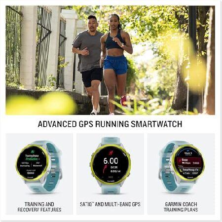 Garmin 010-02971-01 Forerunner 570-47mm GPS Smartwatch, Aluminum and Whitestone/Turquoise Band Bundle with Deco Essentials Charging Dock, 3X Silicone_2