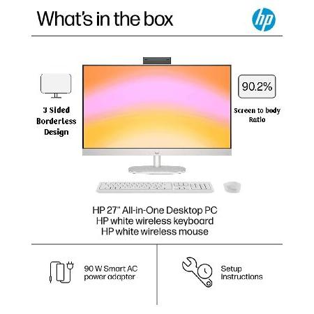 HP All-in-One Desktop - 27'' FHD Touchscreen Computer， Windows 11 Pro， Wireless KB ＆ Mouse， Intel 12-core Ultra 7 155U， Wi-Fi 6， Bluetooth， Adjustabl