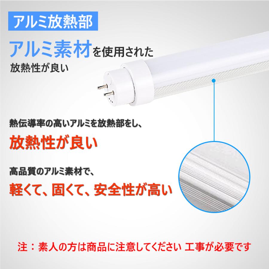 高天井用led照明 直管蛍光灯型 直管型ledランプ40w 蛍光灯ledに変えるには G13口金 直管型led照明器具 ledライト 消費電力20w 2600lm 120cm 工場用 40w形 白色｜awagras01｜05