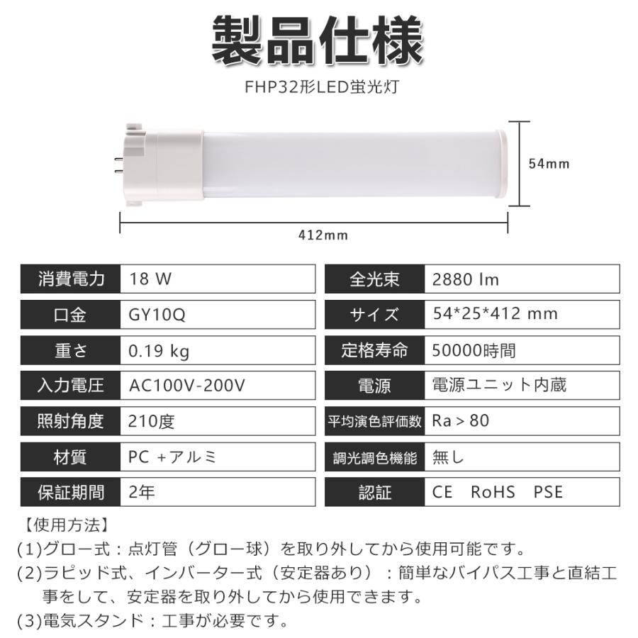 【100本set】FHP32EL FHP32EN FHP32ED FHP32形 18W 2880lm 口金GY10q-9 LED コンパクト形蛍光ランプ BB・1 ユーライン Hfパラライト 配線工事必要 PSE認証済み｜awagras02｜07