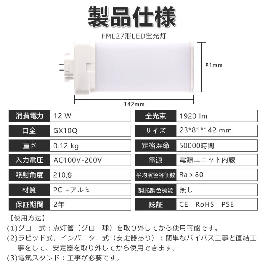 FML27EX-L FML27EXL FML27 LED fml27w 12W 1920lm 口金GX10q-4 ツイン2