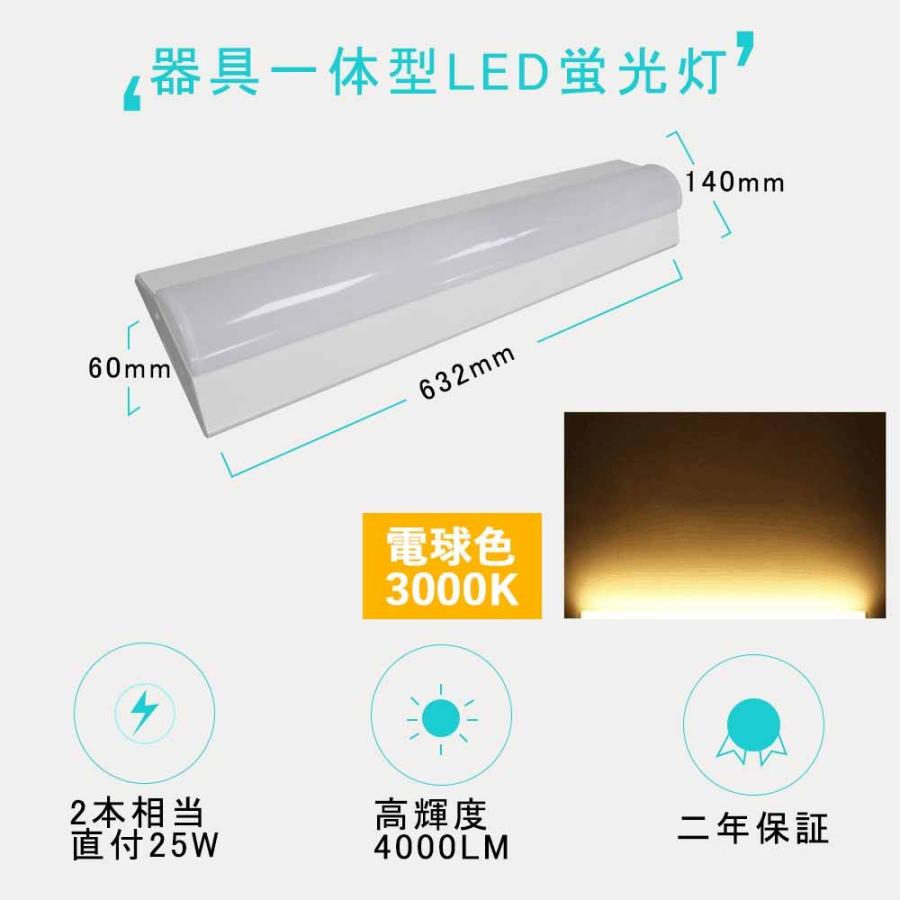 LEDベースライト 20W形2灯相当 25w 4000lm 天井直付 632mm 発光部交換