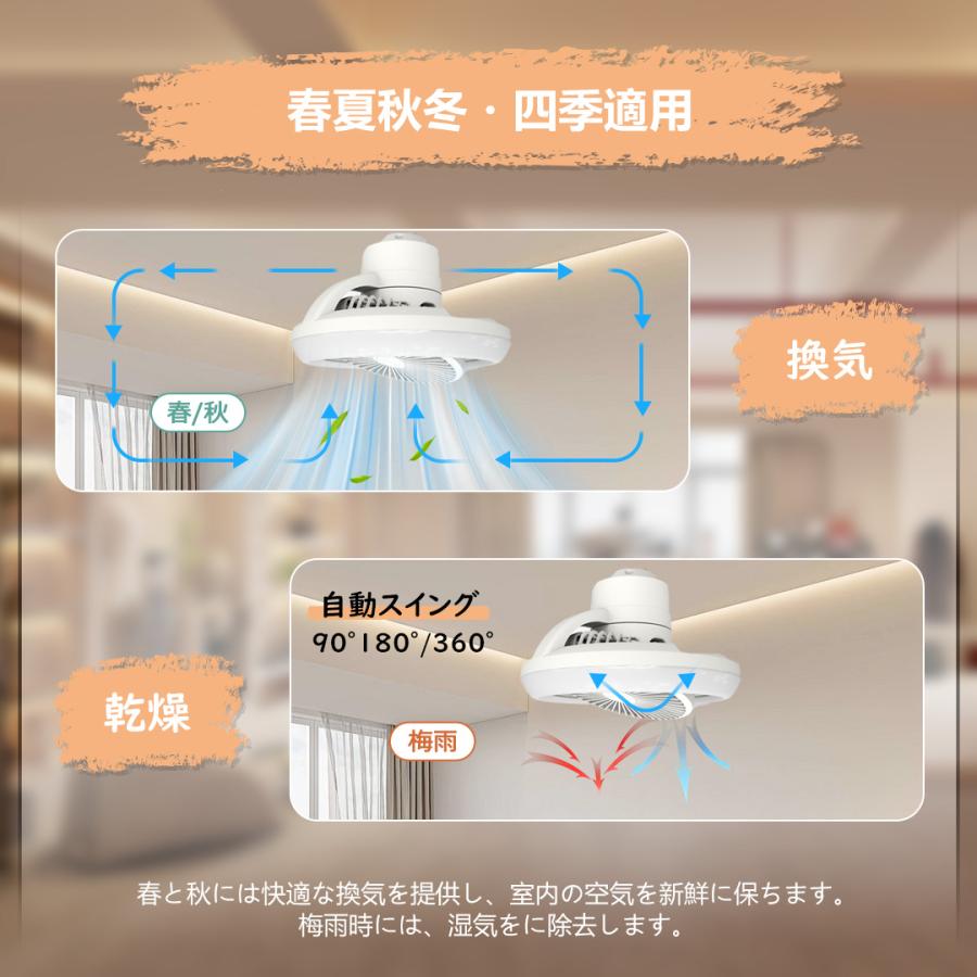 360°自動首振り シーリングファンライト LED シーリングライト 6-12畳
