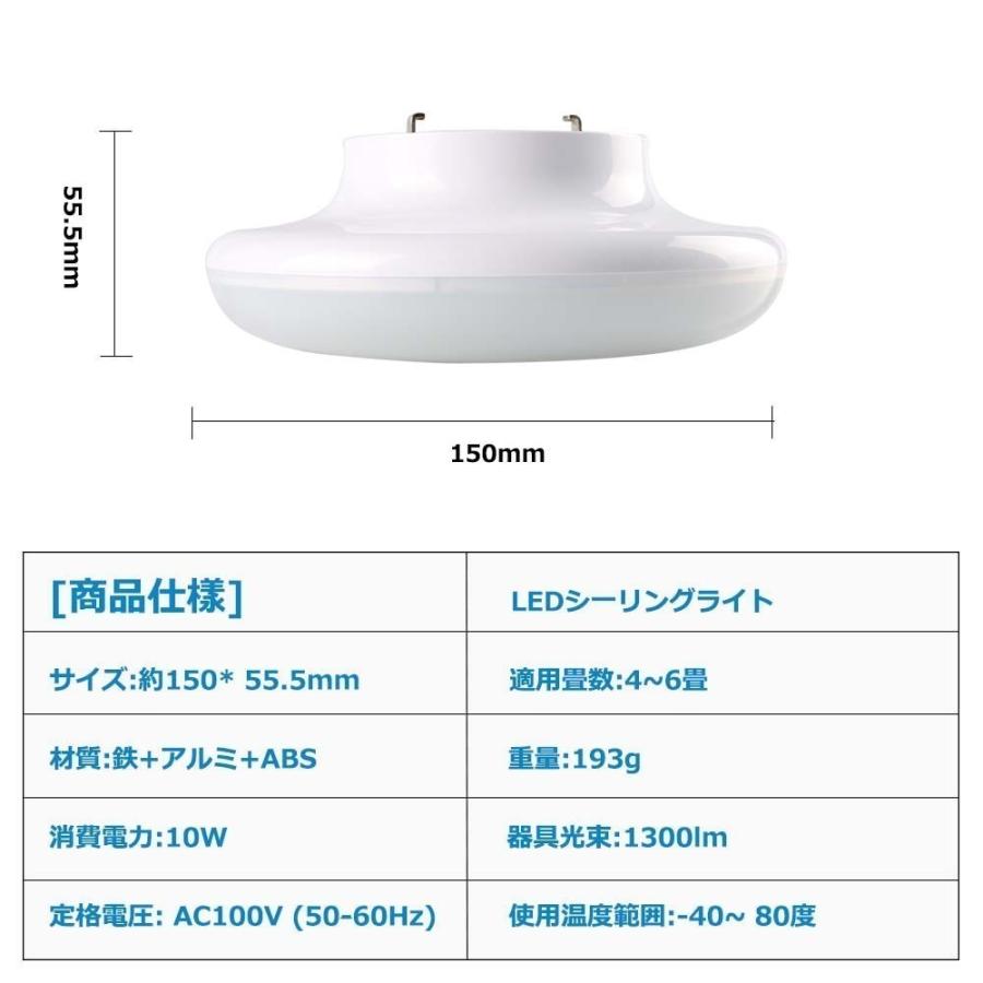 LEDシーリングライト 1300LM 小型 10W 昼白色 ミニシーリング 引掛