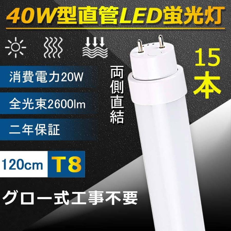 LED蛍光灯 グロー式工事不要 40w形 20W 管径T8 FL40 G13口金180度回転