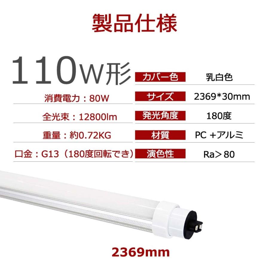 グロー式工事不要 110W形LED蛍光灯 広角LED蛍光灯 直管型ledランプ