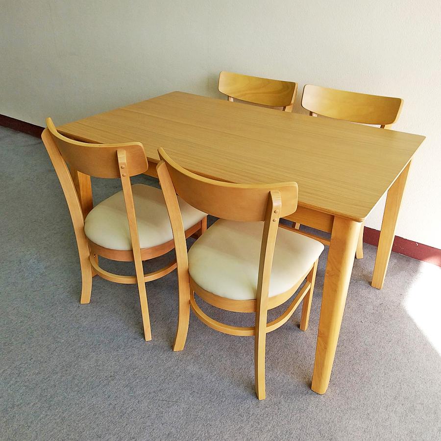 ダイニングテーブルセット 4人用 幅120cm 1点 チェア 4脚 ナチュラル 4人用ダイニングセット [幅120] (斜め脚テーブル+コンパス脚