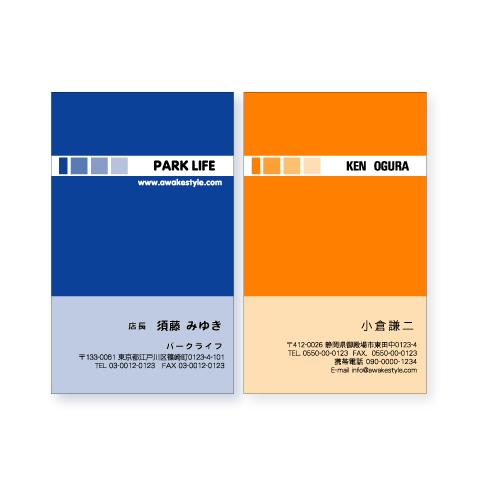 カラー名刺　縦型・四角のグラデーションを配置【100枚単位】 / 名刺ケース1個付属 / ビジネス　趣味　プライベート　お店　会社｜awake