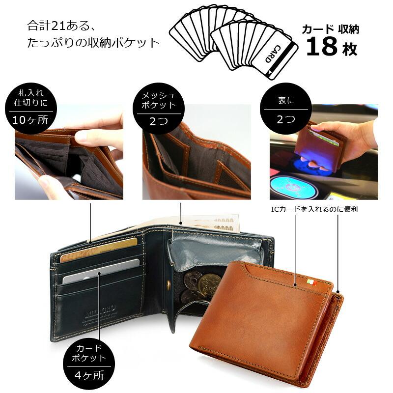 財布 Milagro ミラグロ CA-S-2108 イタリア製ヌメ革 BOX小銭入れ21