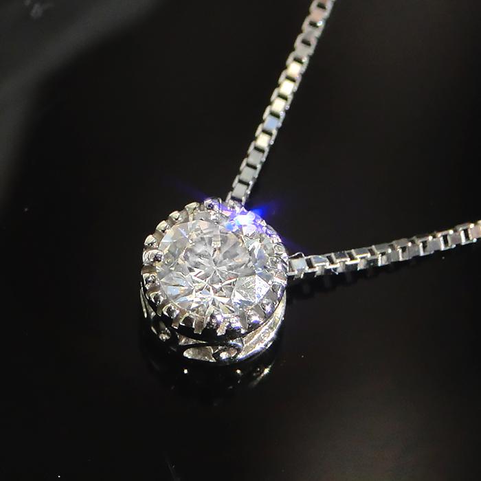 ダイヤモンド ネックレス ペンダント シンプル k18 ゴールド 大粒 ミル打ち SIクラス 0.3ct ben0016の画像
