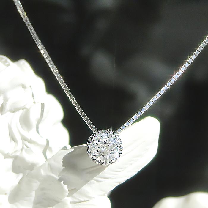 ダイヤモンド ネックレス ペンダント シンプル k18 ゴールド 大粒 ミル打ち SIクラス 0.3ct ben0016の画像
