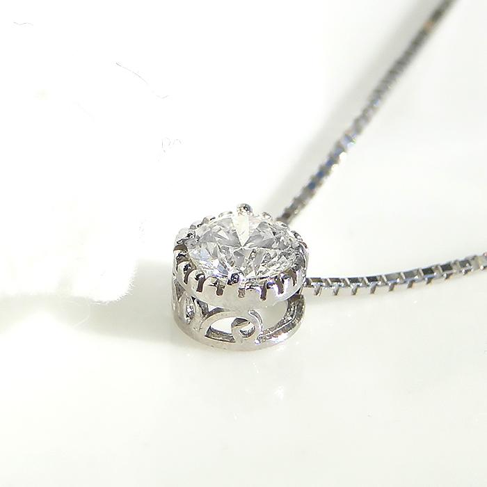 ダイヤモンド ネックレス ペンダント シンプル k18 ゴールド 大粒 ミル打ち SIクラス 0.3ct ben0016の画像