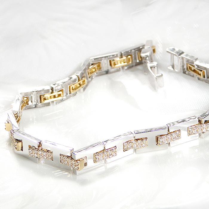 K18YG WG ゴールド ブレスレット ダイヤモンド ダイヤ コンビ 18k 1.00