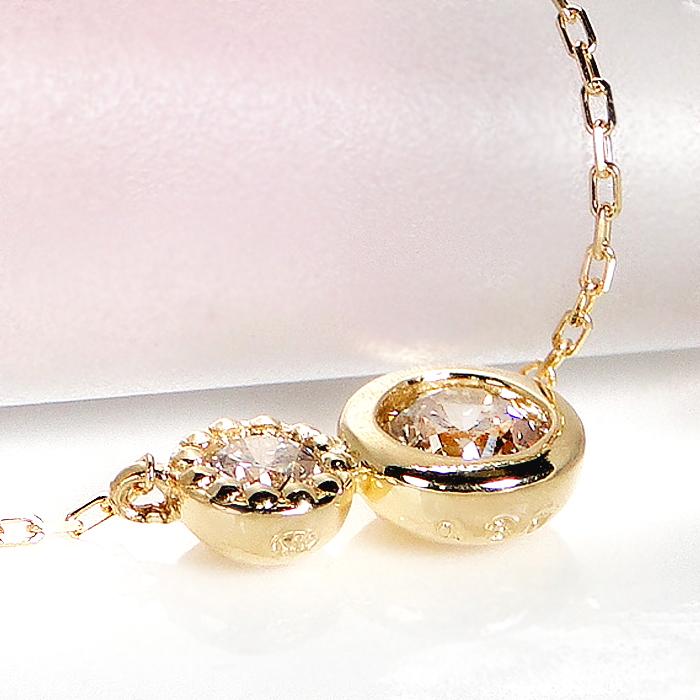 K18YG ゴールド ダイヤモンド ダイヤ ネックレス ペンダント ミル打ち