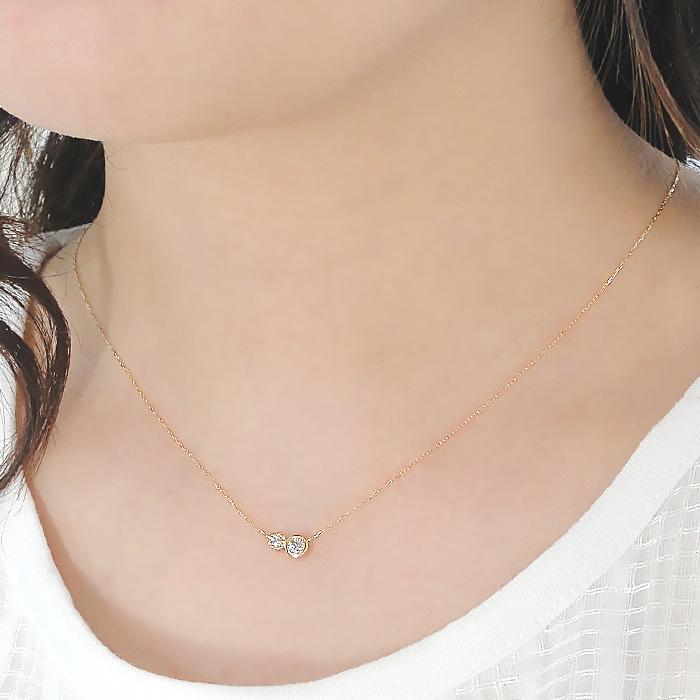 K18YG ゴールド ダイヤモンド ダイヤ ネックレス ペンダント ミル打ち