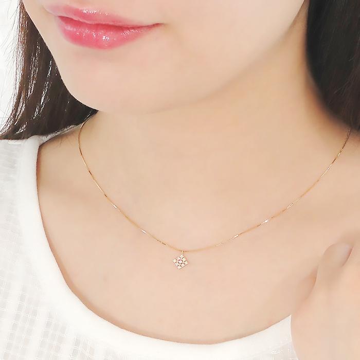 K18YG ゴールド ダイヤモンド ダイヤ ネックレス ペンダント ひし型 0.1ct シャープ ben0069の画像