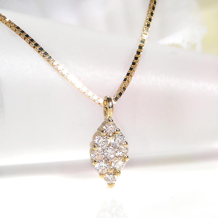 K18YG ゴールド ダイヤモンド ダイヤ ネックレス ペンダント プチ 0.1ct 18k ben0071の画像
