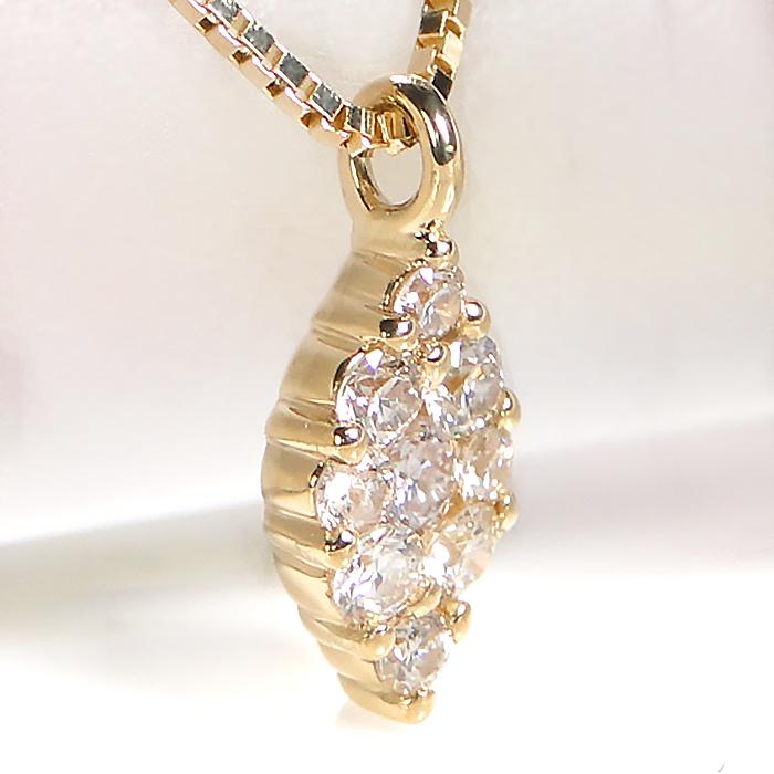 K18YG ゴールド ダイヤモンド ダイヤ ネックレス ペンダント プチ 0.1ct 18k ben0071の画像