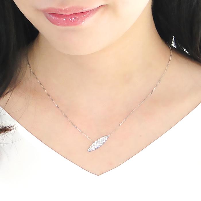 pt900 プラチナ ダイヤモンド ダイヤ ネックレス ペンダント リーフ スタイリッシュ パヴェ 葉 木の葉 4月 誕生石 0.5ctUP ben0082の画像
