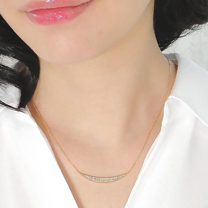 K18 YG WG PG ゴールド ネックレス ペンダント ダイヤモンド ダイヤ ライン 0.30ct 18k 18金 ben0089の画像