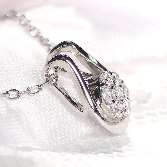 Pt900 0.1ct ダイヤモンド ネックレス ペンダント シンプル ダイヤモンド ダイヤ プラチナ pt900 馬蹄 ホースシュー 人気 上品 4月誕生石 シンプル PT ben0090の画像