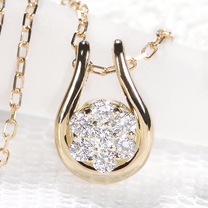 K18 YG WG PG 0.1ct ダイヤモンド ネックレス ペンダント シンプル ダイヤ ダイヤ 18k 18金 ゴールド 馬蹄 ホースシュー 4月誕生石 プレゼント人気 上品 ben0091の画像