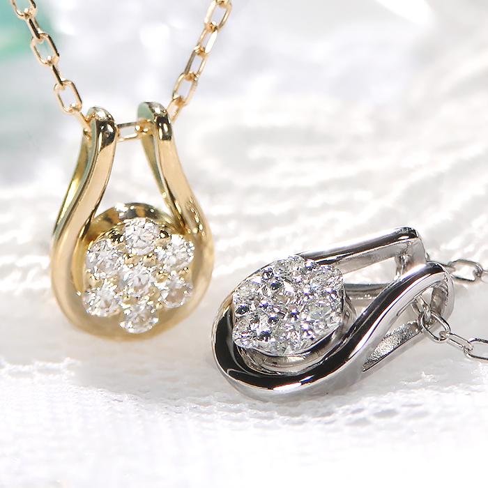 K18 YG WG PG 0.1ct ダイヤモンド ネックレス ペンダント シンプル ダイヤ ダイヤ 18k 18金 ゴールド 馬蹄 ホースシュー 4月誕生石 プレゼント人気 上品 ben0091の画像