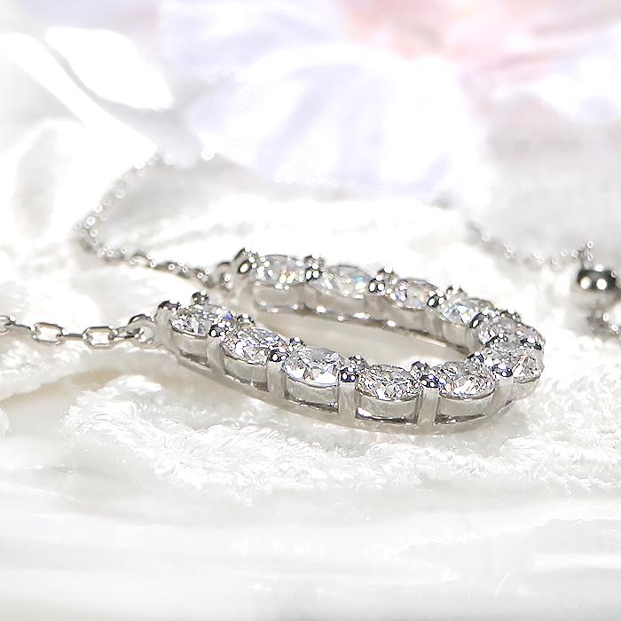 プラチナ ダイヤモンド ホースシュー ネックレス 馬蹄 ペンダント ダイヤモンドネックレス プラチナ pt900 1.2ctUP ben0099の画像