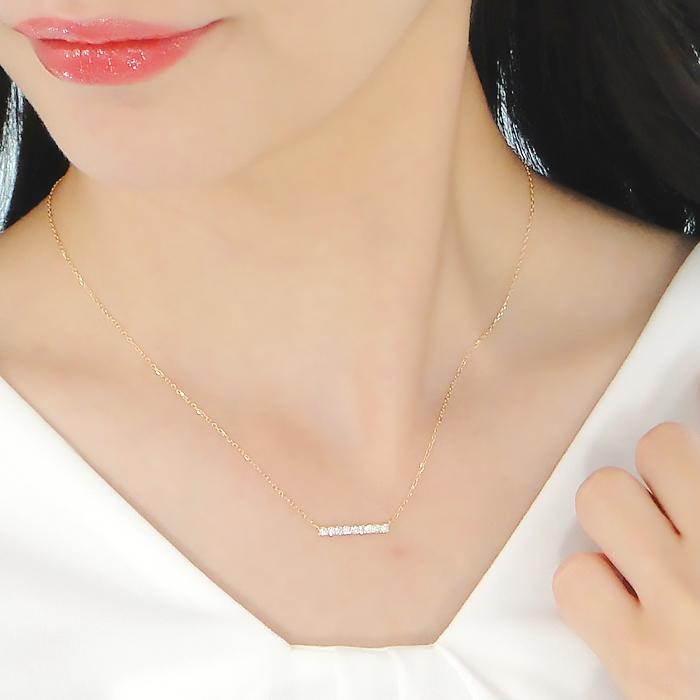 k18 YG WG PG 0.20ct ストレートライン ダイヤモンド ネックレス ダイヤ ライン ペンダント 18金 18k ホワイト イエロー ピンク 0.2カラット ben0107の画像