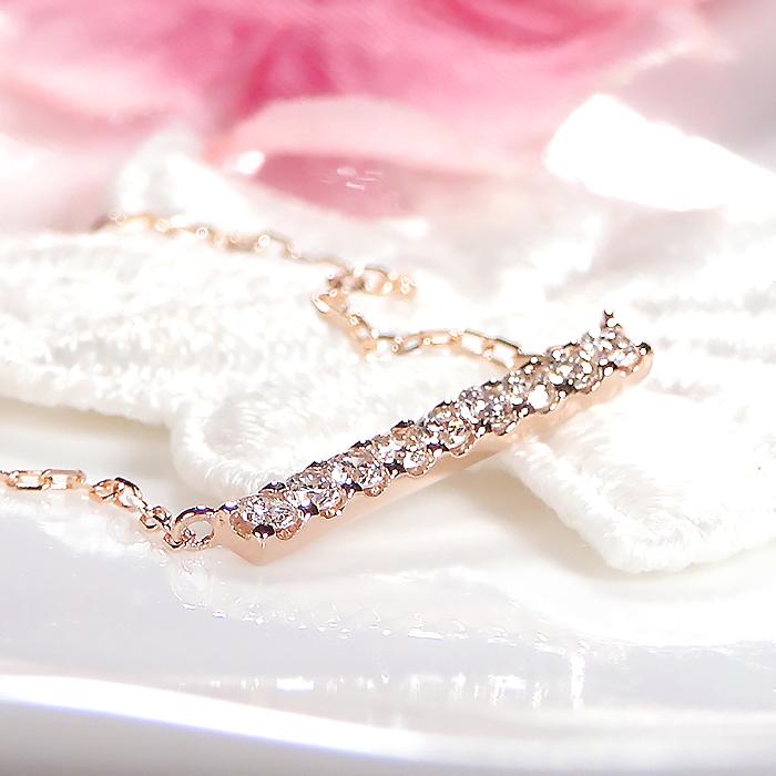 k18 YG WG PG 0.20ct ストレートライン ダイヤモンド ネックレス ダイヤ ライン ペンダント 18金 18k ホワイト イエロー ピンク 0.2カラット ben0107の画像
