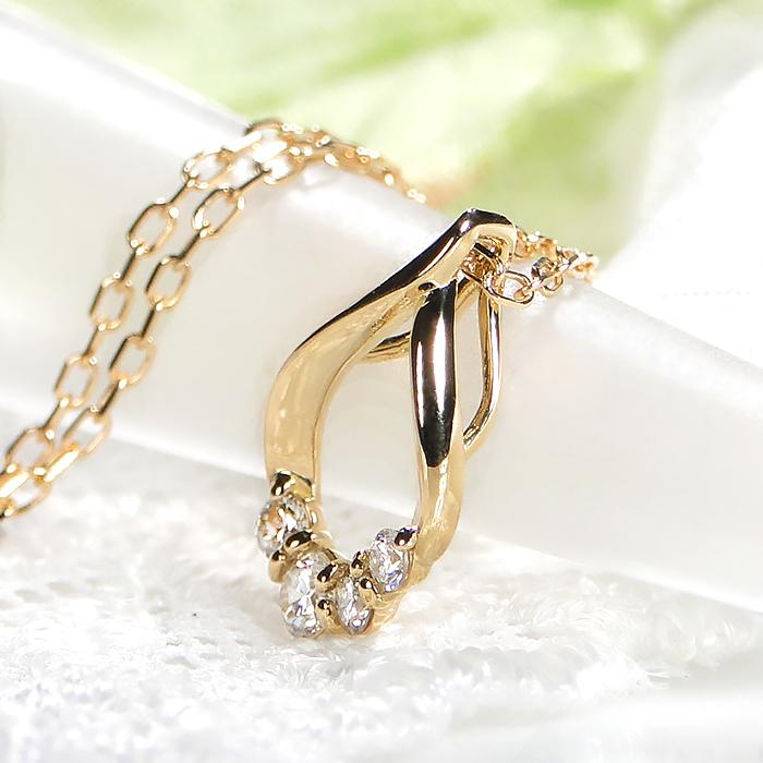 K18YG WG PG 0.1ct ダイヤモンド ネックレス ゴールド つゆ 露 雫 しずく ペンダント 人気 送料無料 品質保証書 ４月誕生石 ダイヤ ダイア プレゼント ben0111の画像