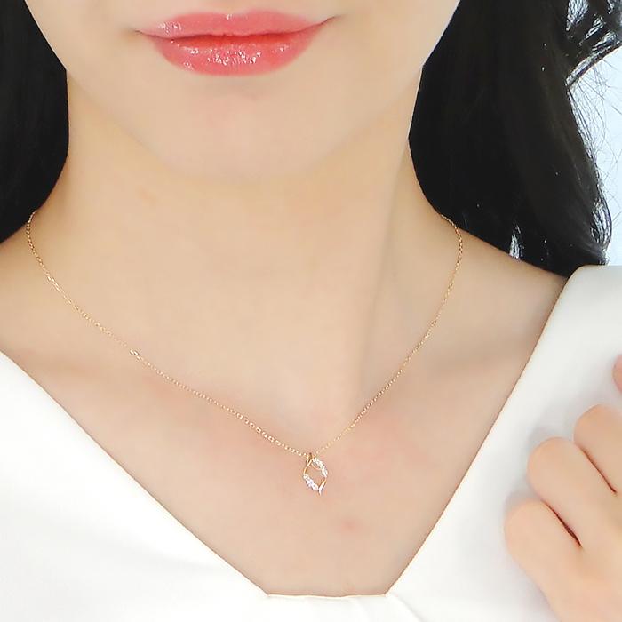 K18YG WG PG 0.1ct ダイヤモンド ネックレス ゴールド ひし形 菱形 菱 
