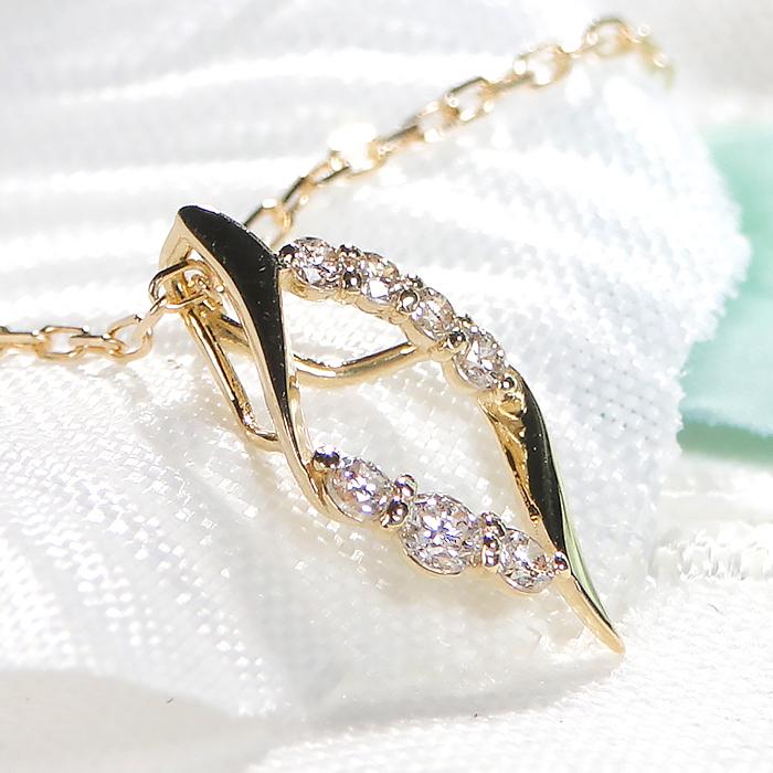 K18YG WG PG 0.1ct ダイヤモンド ネックレス ゴールド ひし形 菱形 菱 