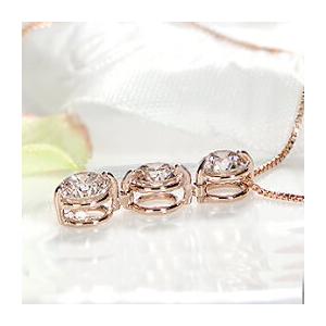 K18PG 1.0ct スリーストーン ダイヤモンド ネックレス ダイヤ K18PG 1.0ct スリーストーン ダイヤモンド ネックレス ダイヤ