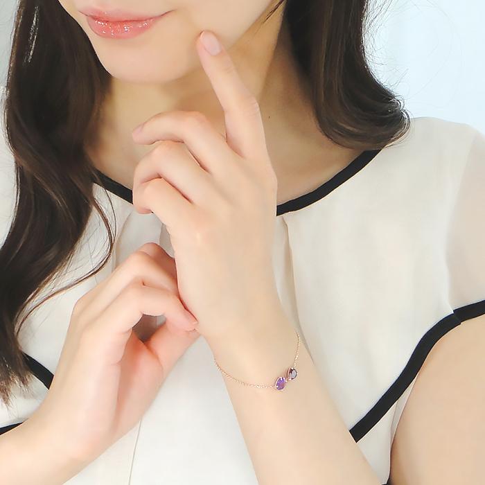 K10PG アメジスト ロードライト ガーネット ブレスレット ブレス