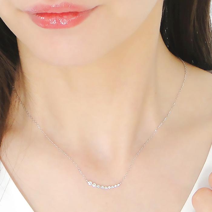 ゴールド ダイヤモンド 0.3カラット ライン ネックレス かわいい 人気 ダイヤ ペンダント 18金 18k ホワイト イエロー ピンク プレゼント 18金 送料無料 ben0120の画像
